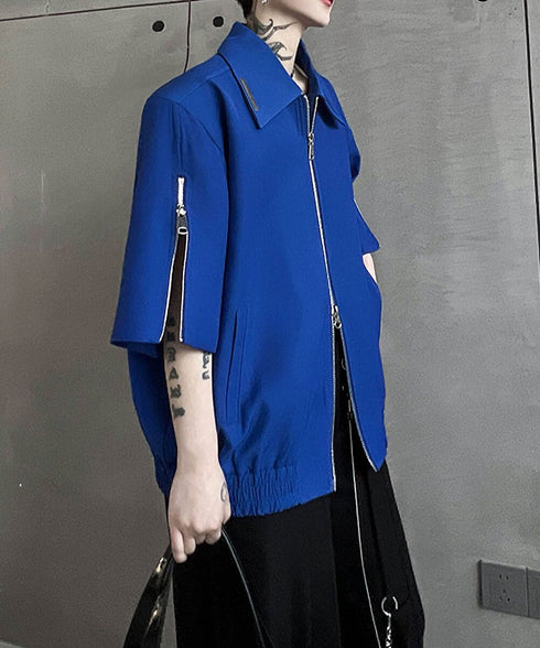 Double Zip Short Sleeve Blouson